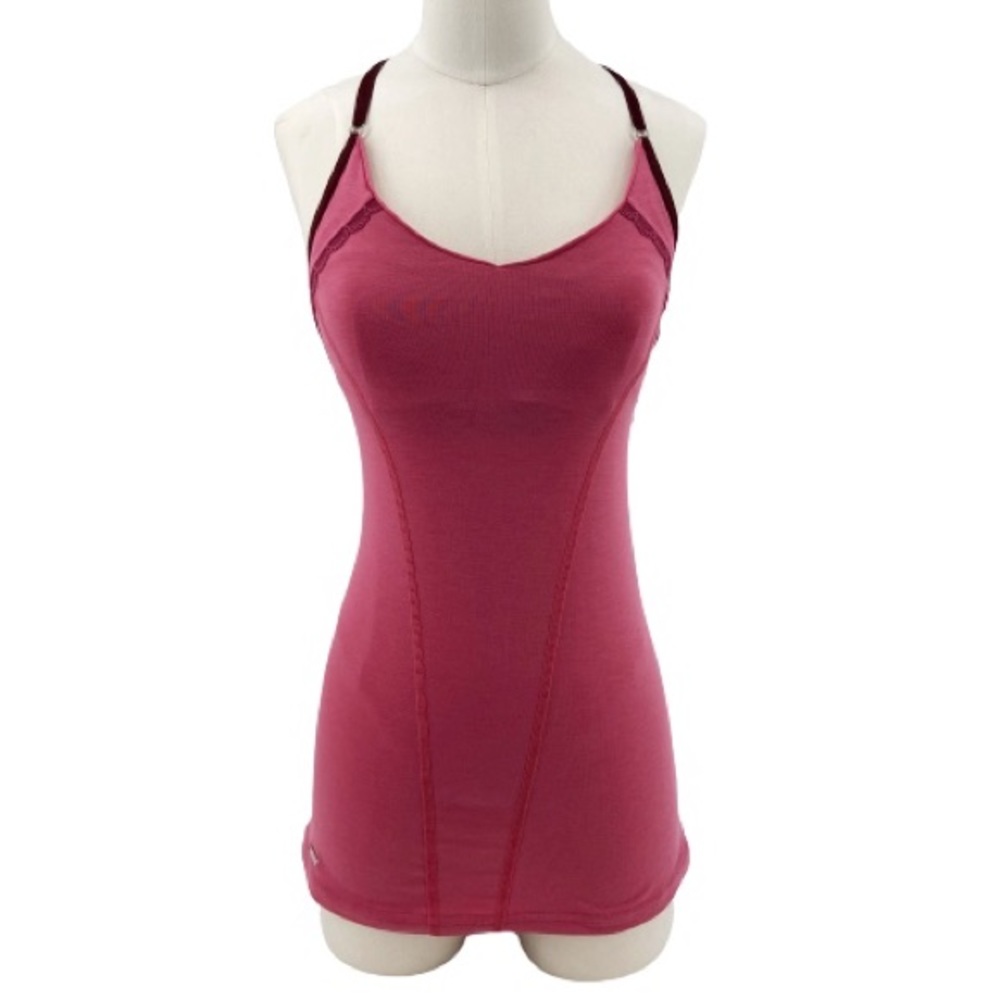 NWT Lolë Lavanyah Strappy Crossback Back Tank Top Pink and Maroon Size Small